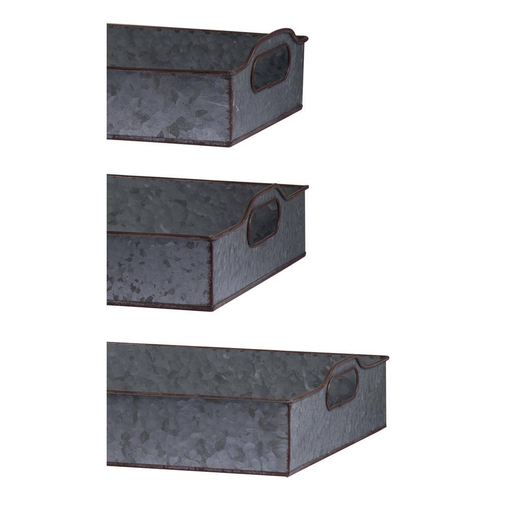 A & B Home Zale Galvanized Zinc Trays (Set of 3)