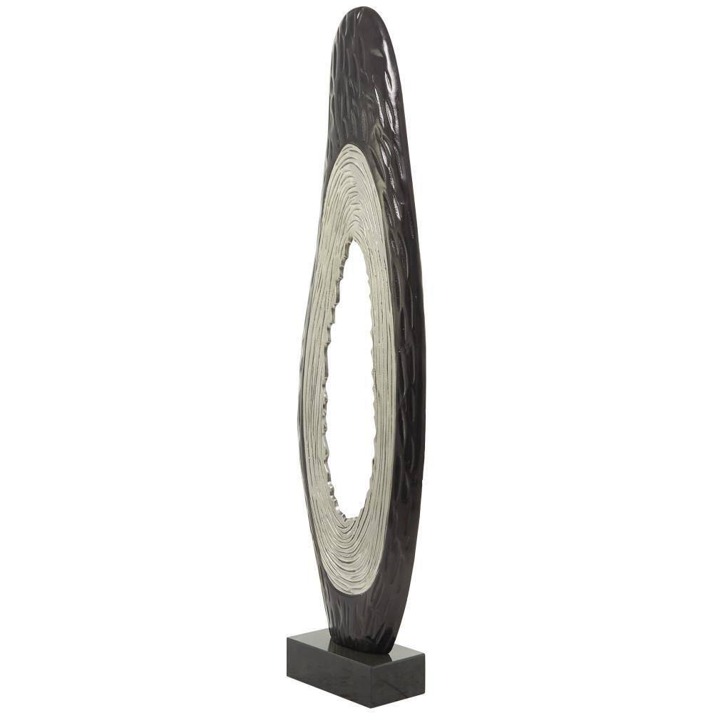 Litton Lane Black Aluminum Teardrop Abstract Sculpture with Black Base