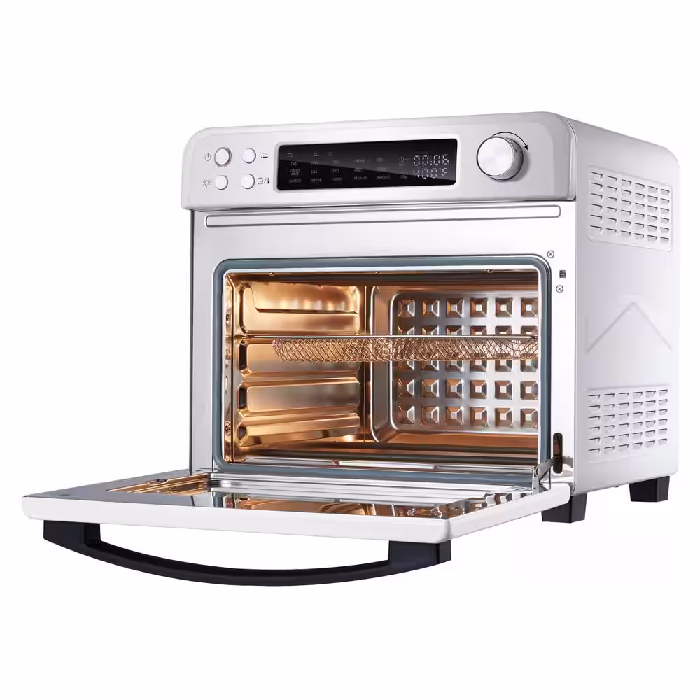 Kalamera 20 qt. 1700-Watt White Air Fryer Toaster Oven Preset Menu Program Cavity