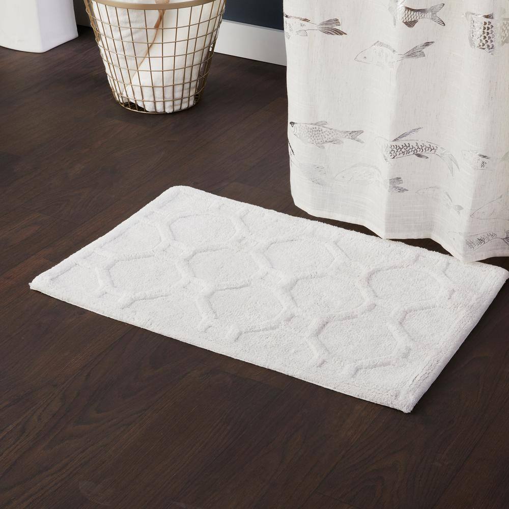Saturday Knight Lattice Natural 20 in. x 30 in. Cotton Bath Rug