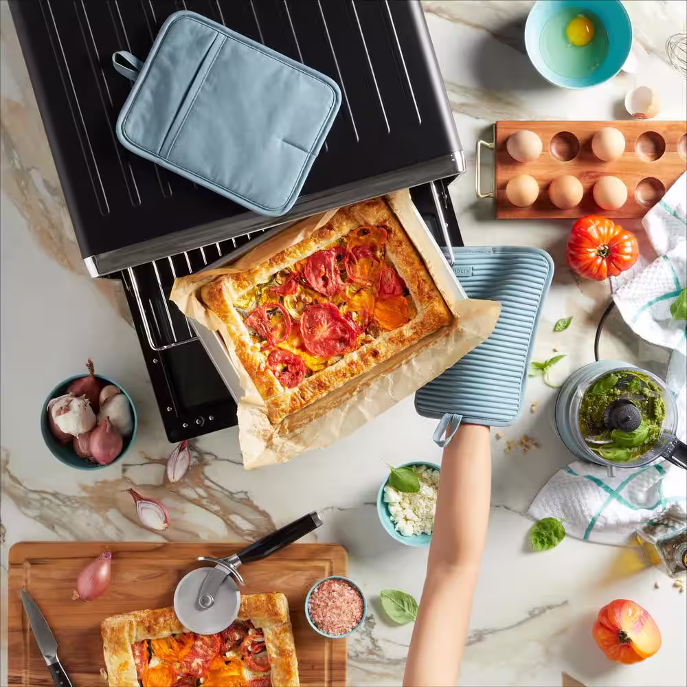 KitchenAid Ribbed Soft Silicone Fog Blue Pot Holder Set (2-Pack)