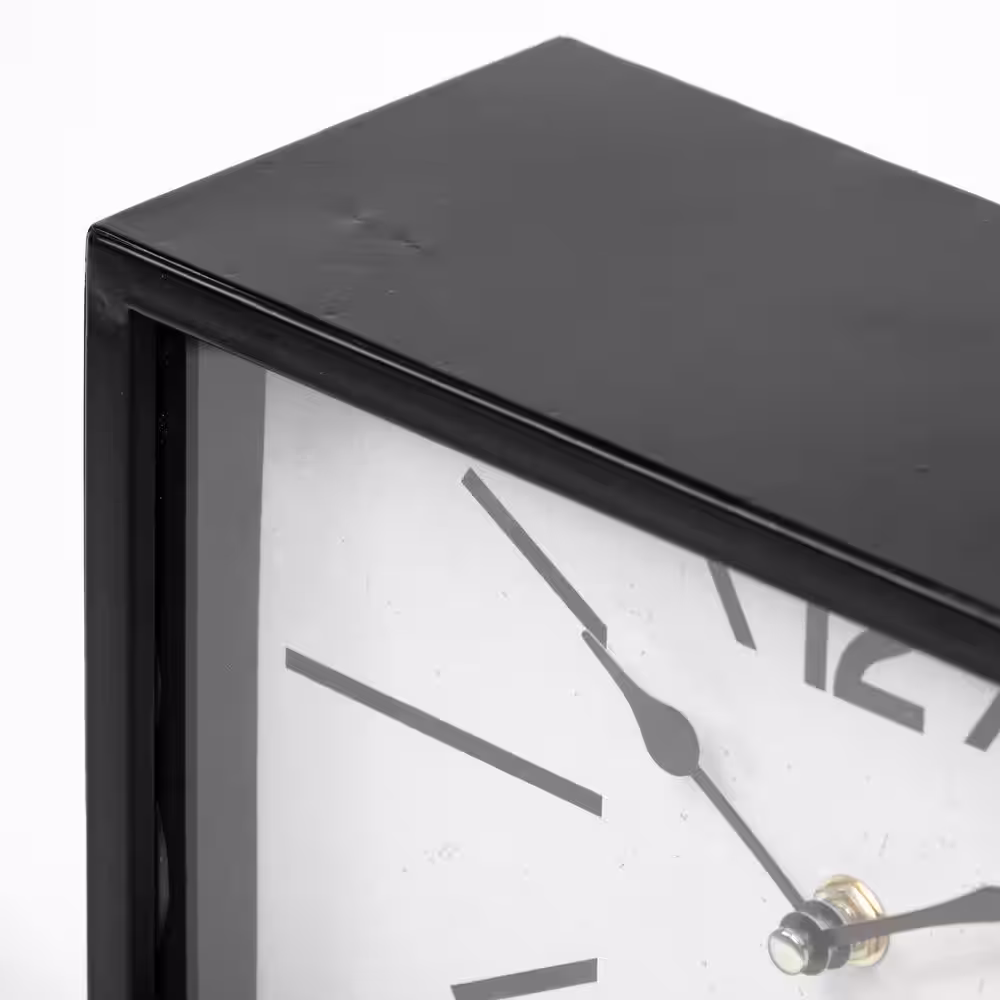 Mercana Lita Black Metal Rectangular Table Clock