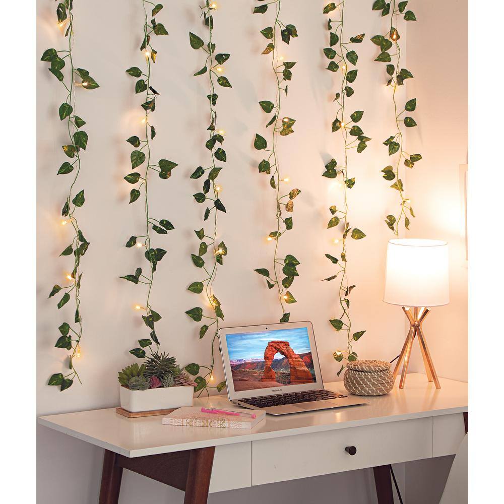 None 66-Light 3.5 ft. x 5 ft. Indoor Battery Operated Integrated LED Curtain Vine String Light