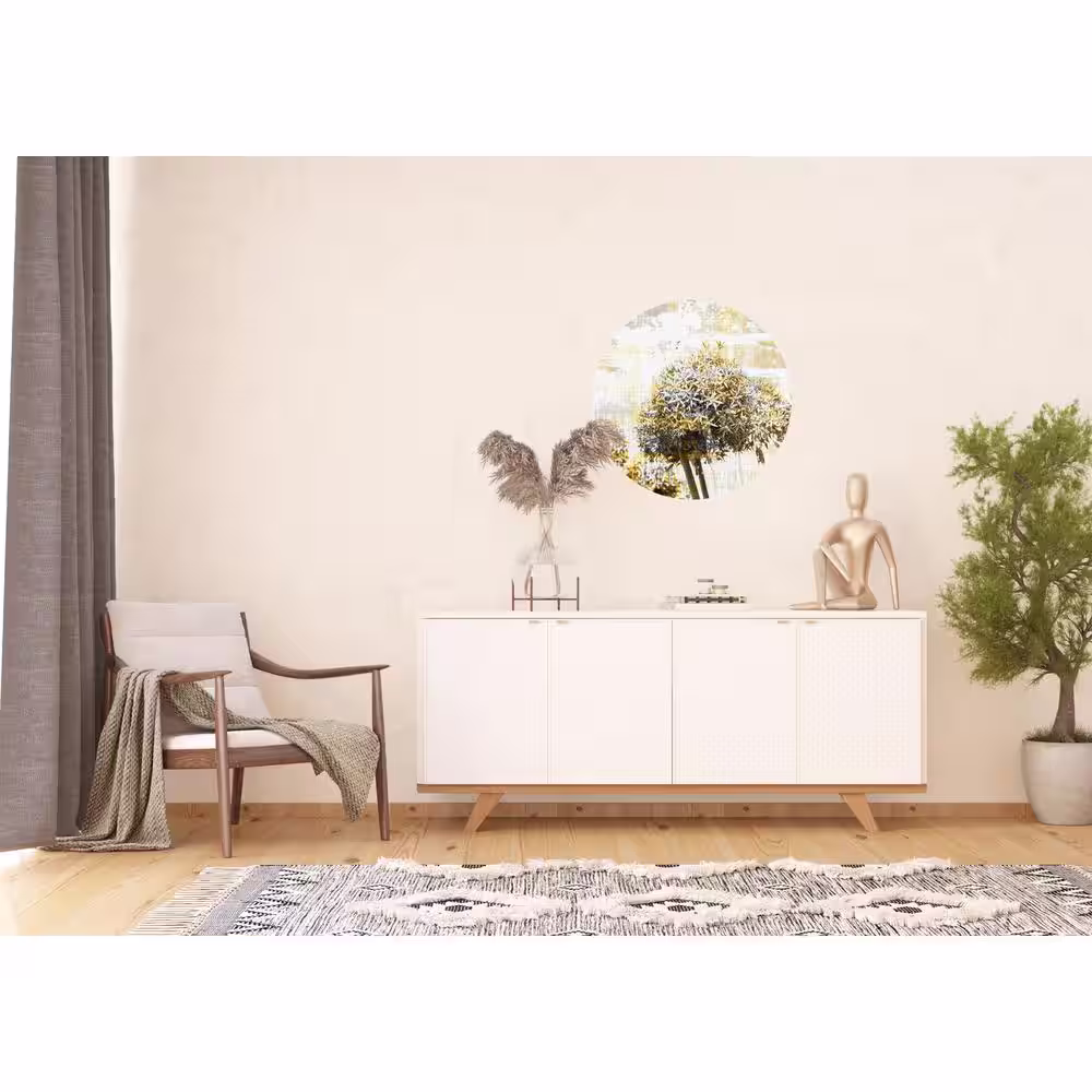 Dundee Deco Falkirk Airdrie Abstract Lavender Star Peel and Stick Circular Wall Mural