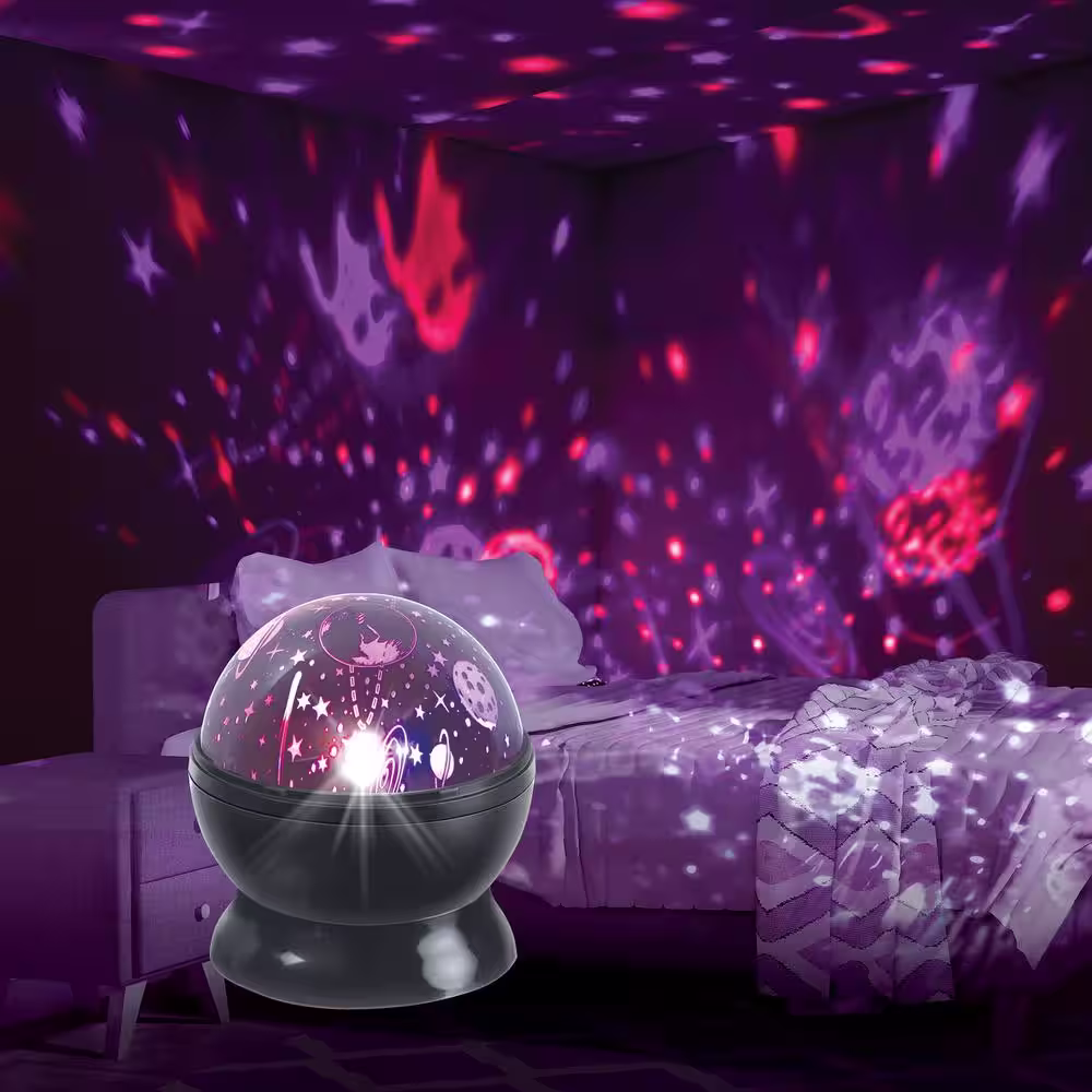 None Multi-Color USB or Battery Operated Rotating Integrated LED Cosmo Projector Moon and Stars