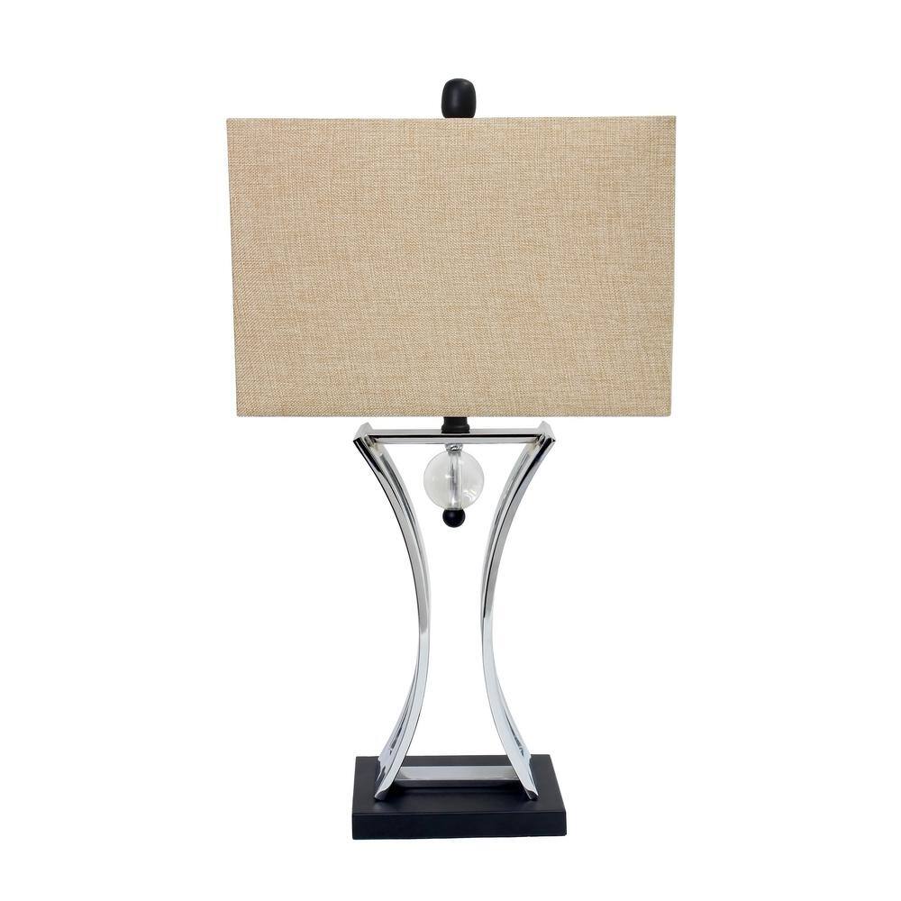 Elegant Designs 28.25 in. Chrome and Black Conference Room Hourglass Shape Pendulum Table Lamp