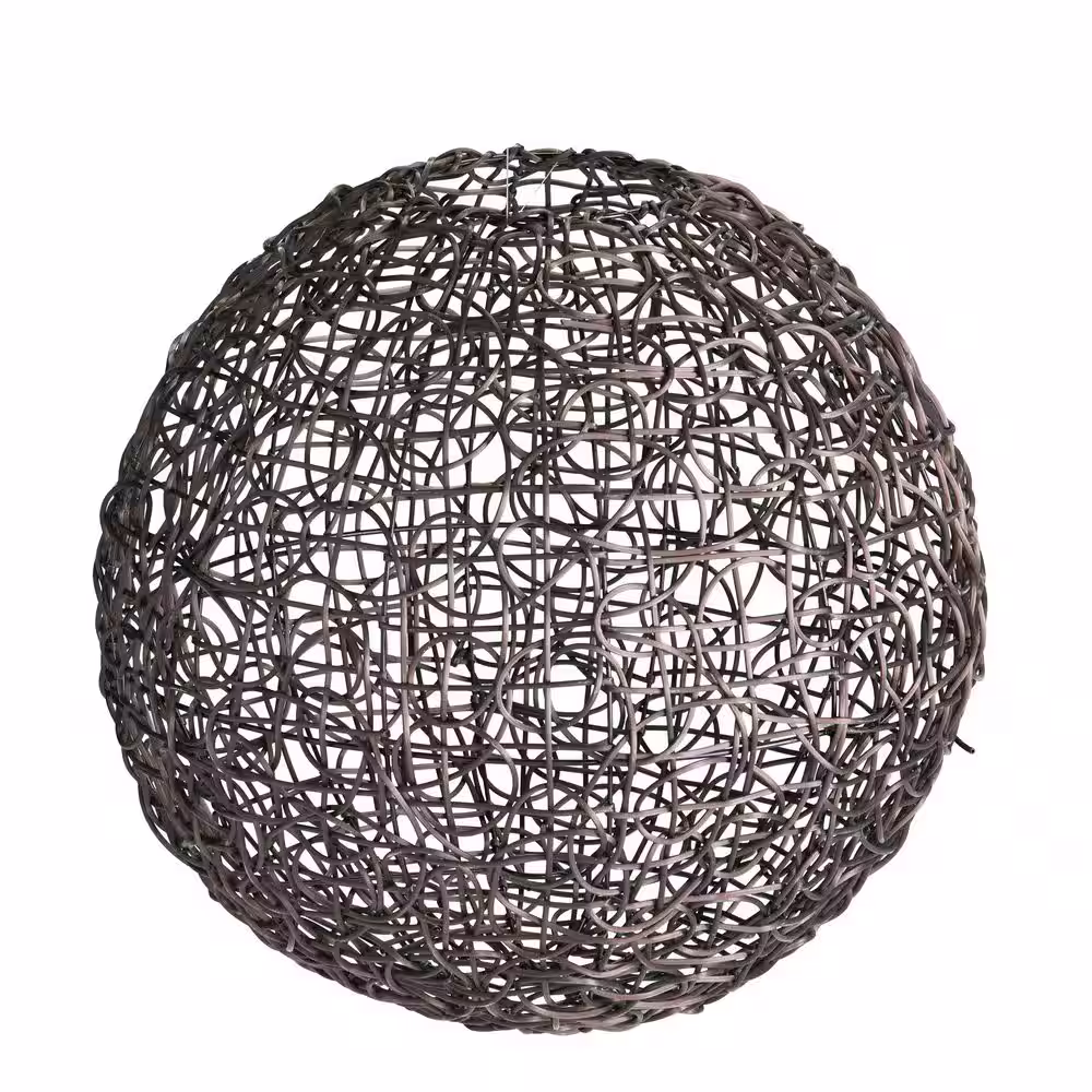 None Leandriss 20.25 in. W x 20.25 in. D x 19.5 in. H 1-Light Round Wicker Pendant Shade in Brown