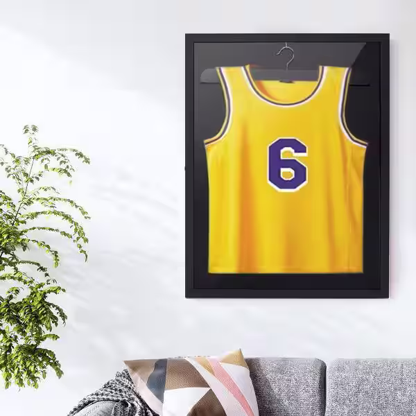 None 23.3 in. x 31.3 in. Black Jersey Display Frame Case Picture Frame with Hange