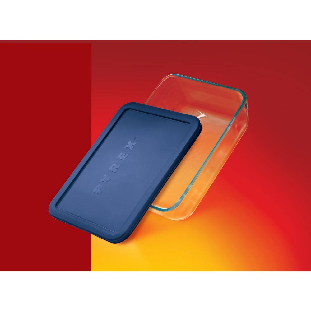 Pyrex Simply Store 6-Piece Rectangle Glass Storage Set with Blue Lids