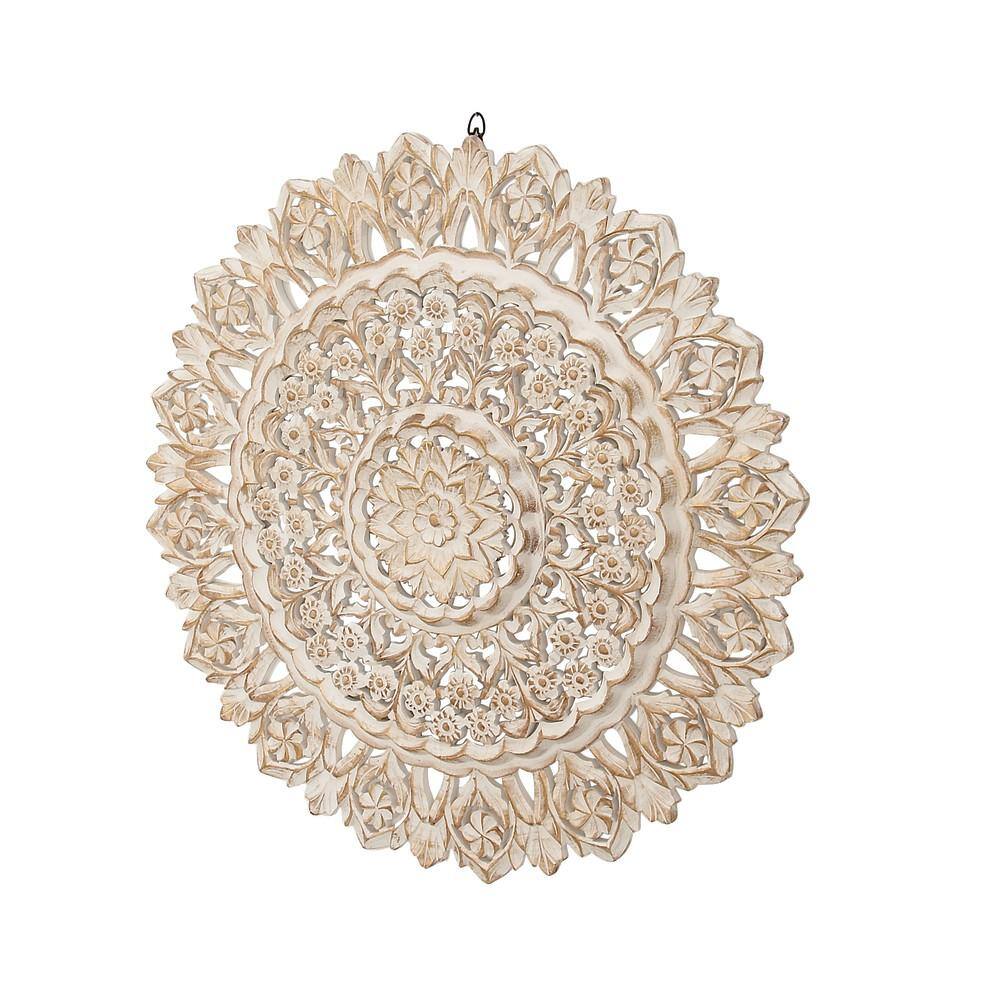 Litton Lane White Wood Traditional 35 in. x 35 in. Wood Wall Decor