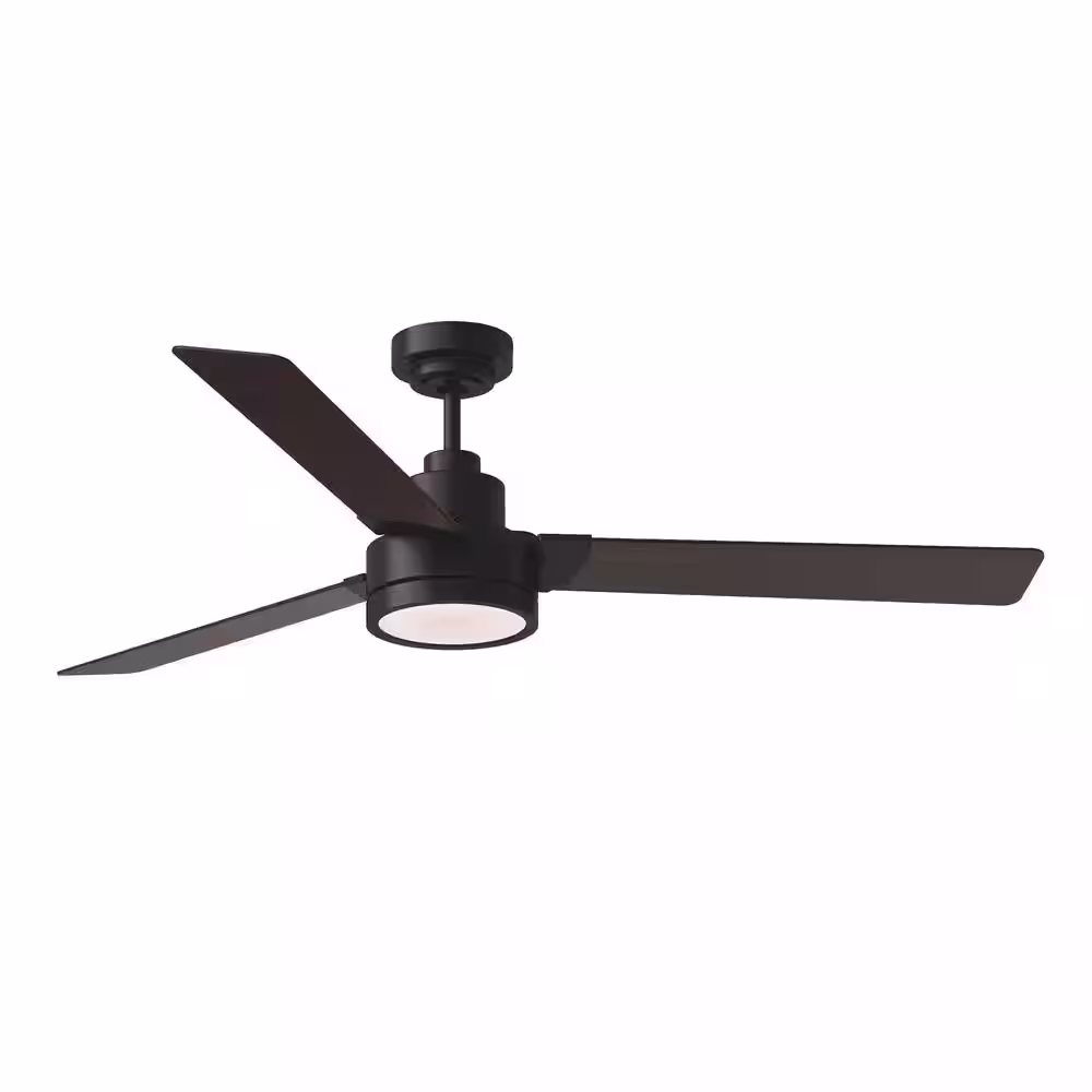 Generation Lighting Jovie 58 in. Integrated LED Indoor/Outdoor Midnight Black Ceiling Fan with Light Kit Remote Control and Reversible Motor