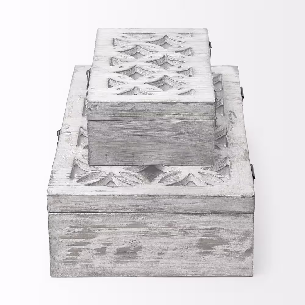 Mercana Floribundus Off-White Decorative Boxes (Set of 2)