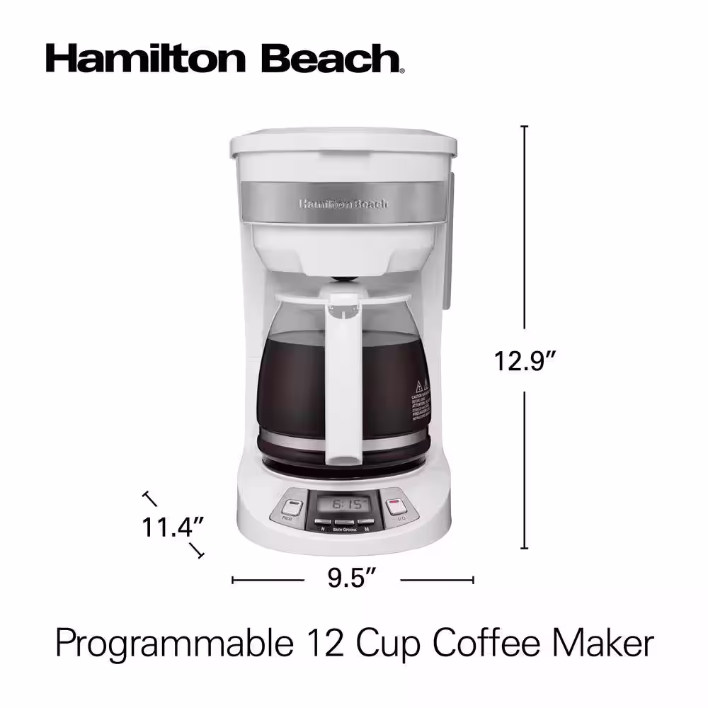 Hamilton Beach 12-Cup White Programmable Drip Coffee Maker
