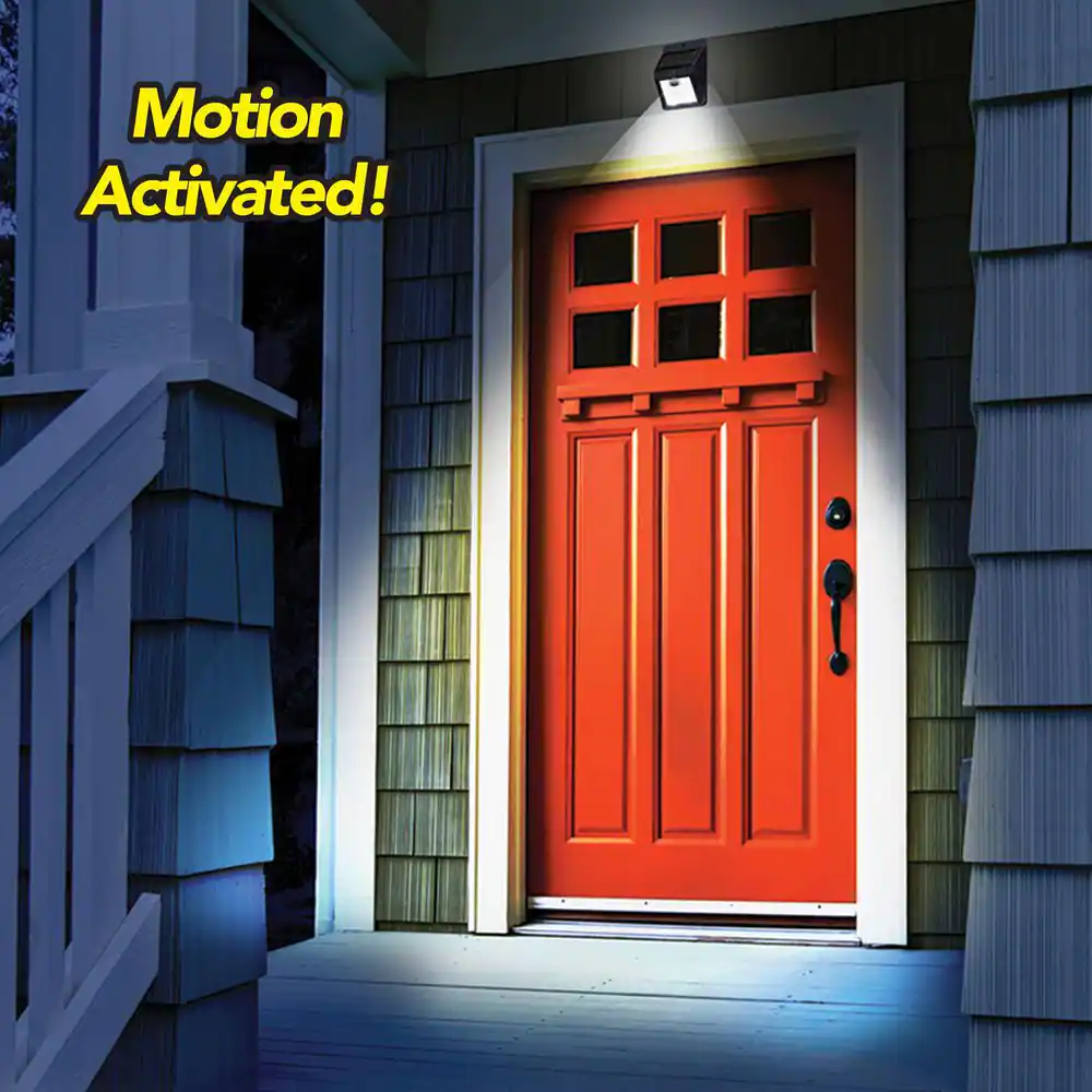 Ever Brite 4.8-Watt Equivalent Black Motion Activated Outdoor Integrated LED Area Light with 24 White Solar Light