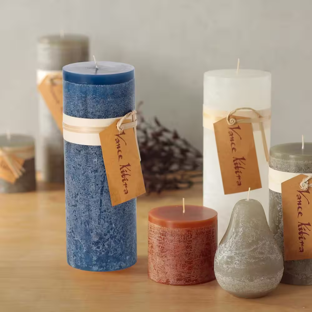Vance Kitira 9 in. English Blue Timber Pillar Candle