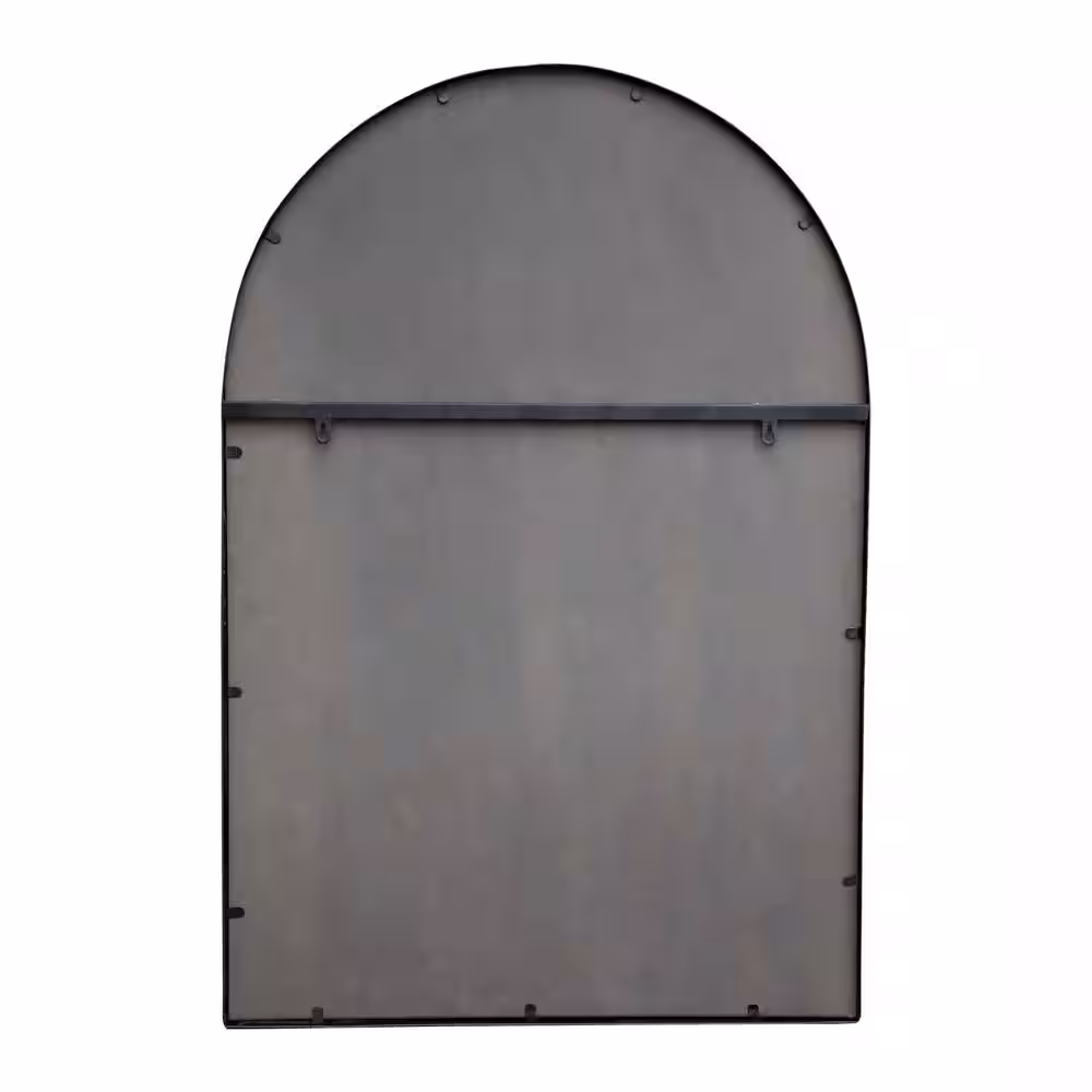 None 28 in. H x 41.5 in. W Classic Arched Windowpane Metal Framed Black Decorative Mirror