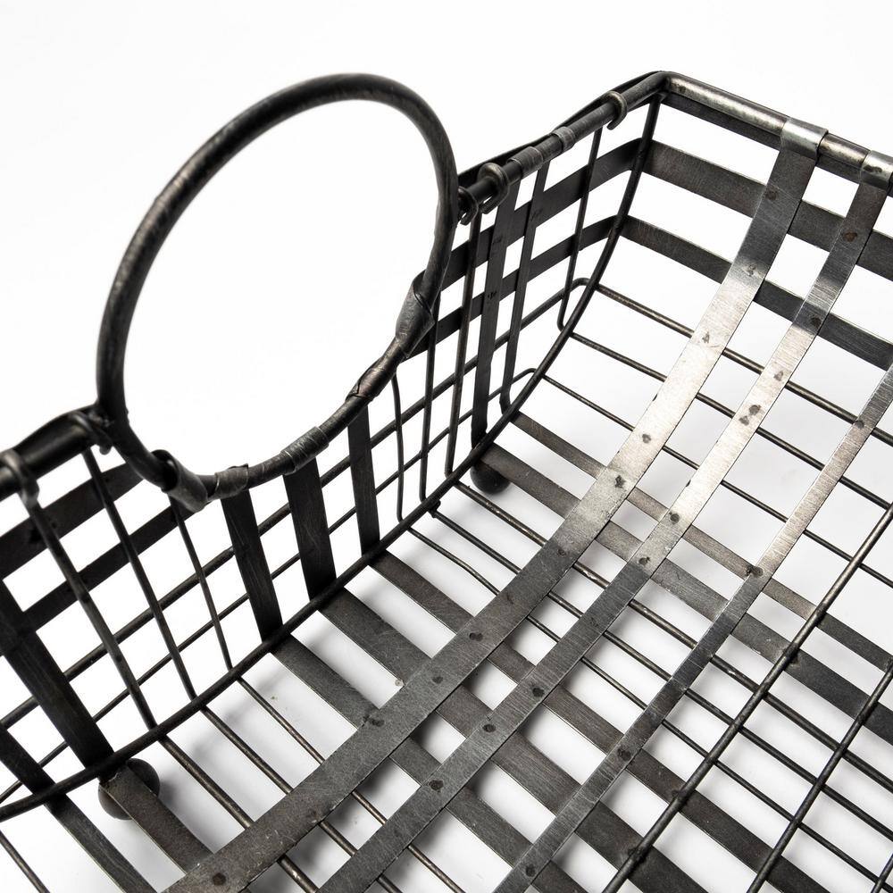 Mercana 24 in. L x 12 in. W Kenneth Gray Metal Baskets (Set of 2)