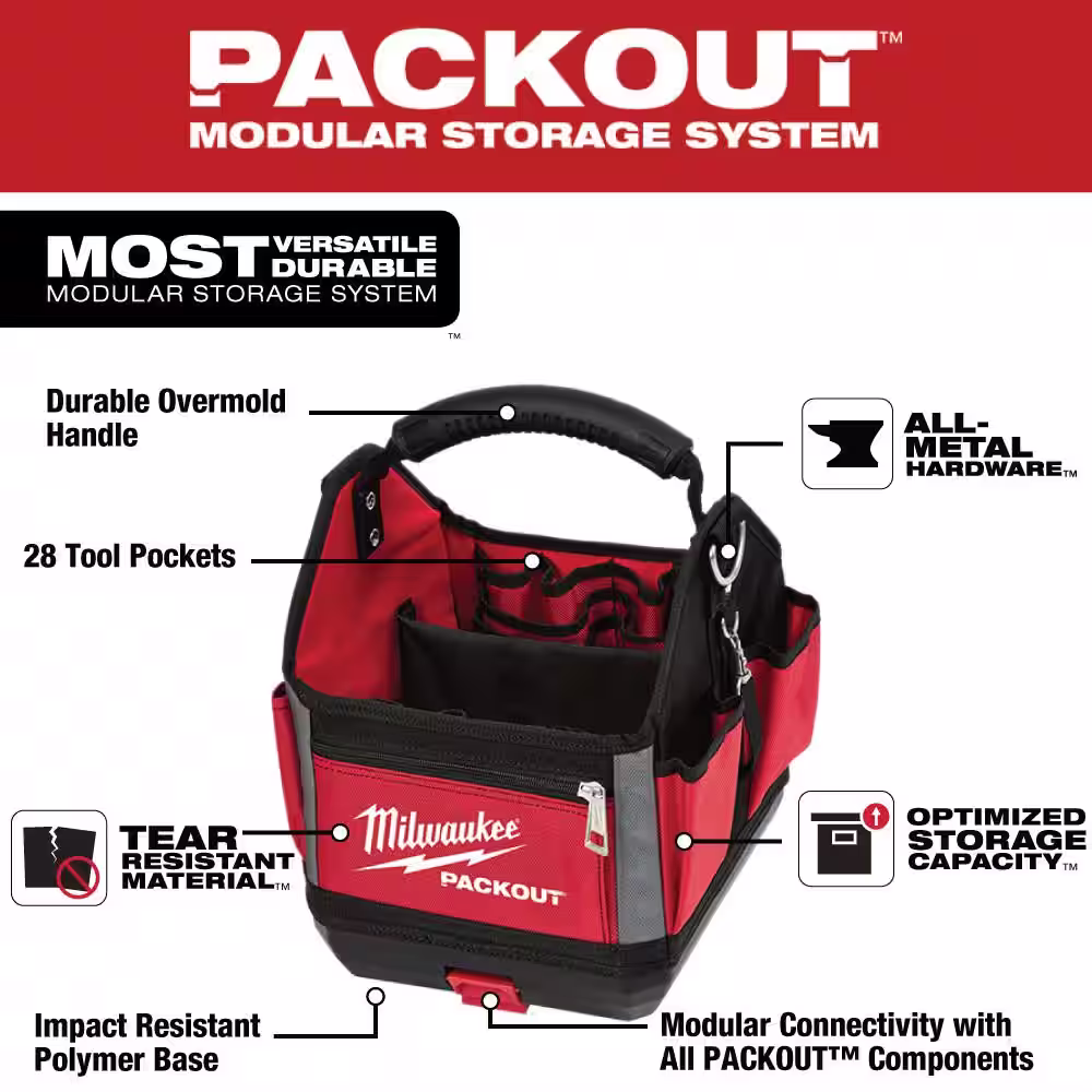 Milwaukee 10 in. PACKOUT Tote with SHOCKWAVE Impact Duty Alloy Steel Screw Driver Bit Set with PACKOUT Case (100-Piece)