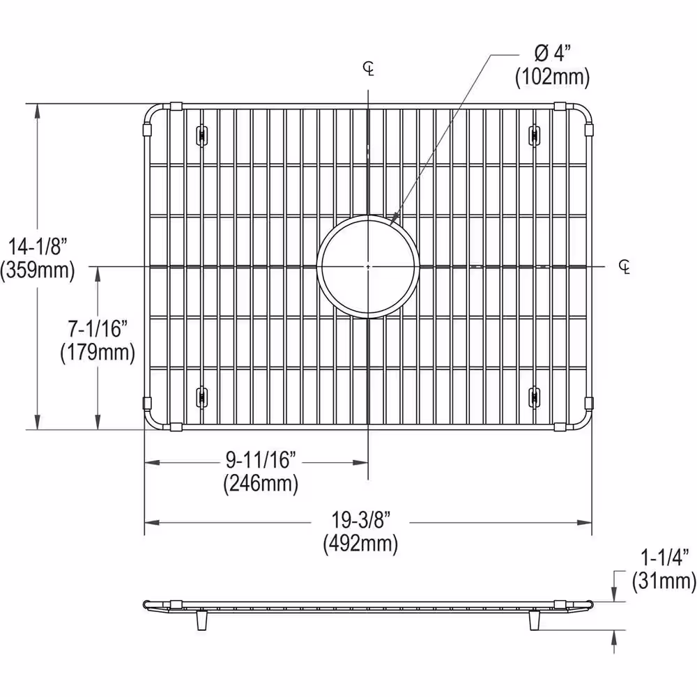 Elkay Crosstown 19.375 in. x 14.125 in. Bottom Grid for Kitchen Sink in Stainless Steel