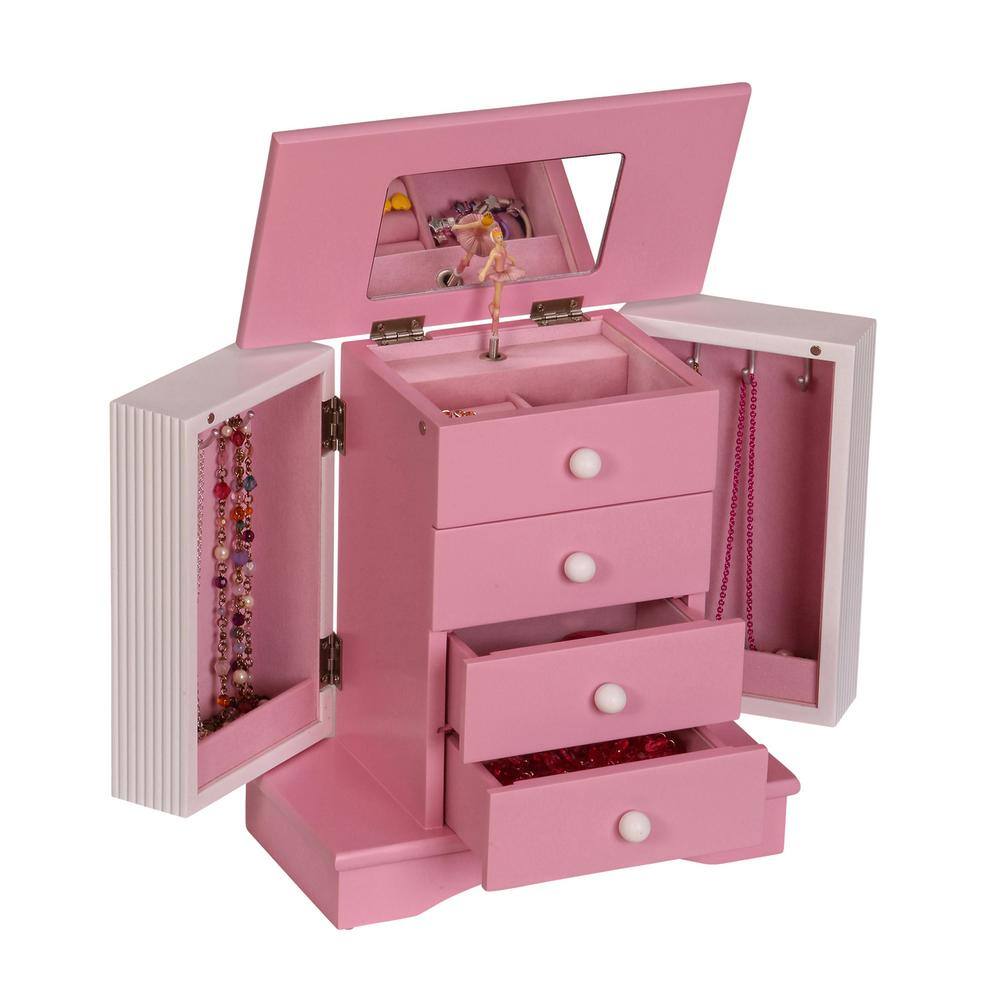 Mele & Co Elise Girl's Pink Wooden Musical Ballerina Jewelry Box
