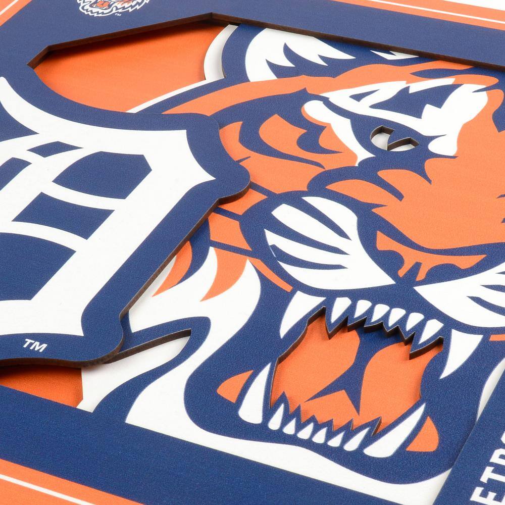 None MLB Detroit Tigers 3D Logo Series Wall Art - 12x12