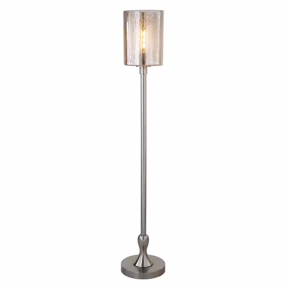 Meyer&Cross Numit 68.75 in. Brushed Nickel Floor Lamp with Mercury Glass Shade