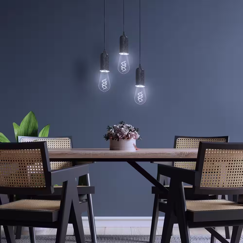 Feit Electric 40-Watt Equivalent ST19 Dimmable Double Spiral White Filament Clear Vintage Edison LED Light Bulb, Daylight (4-Pack)