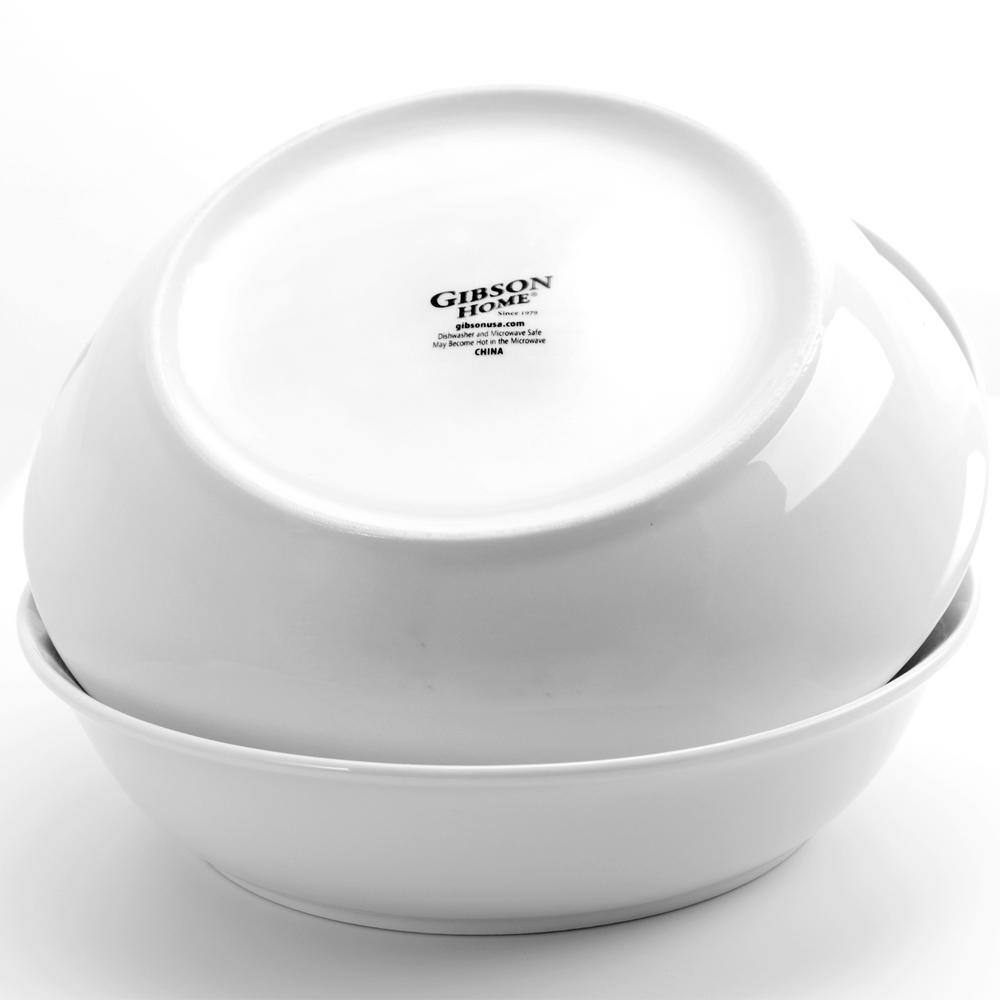 GIBSON HOME 8.75 in. White Wide Rim Dinner and Serving Bowls (Set of 4)