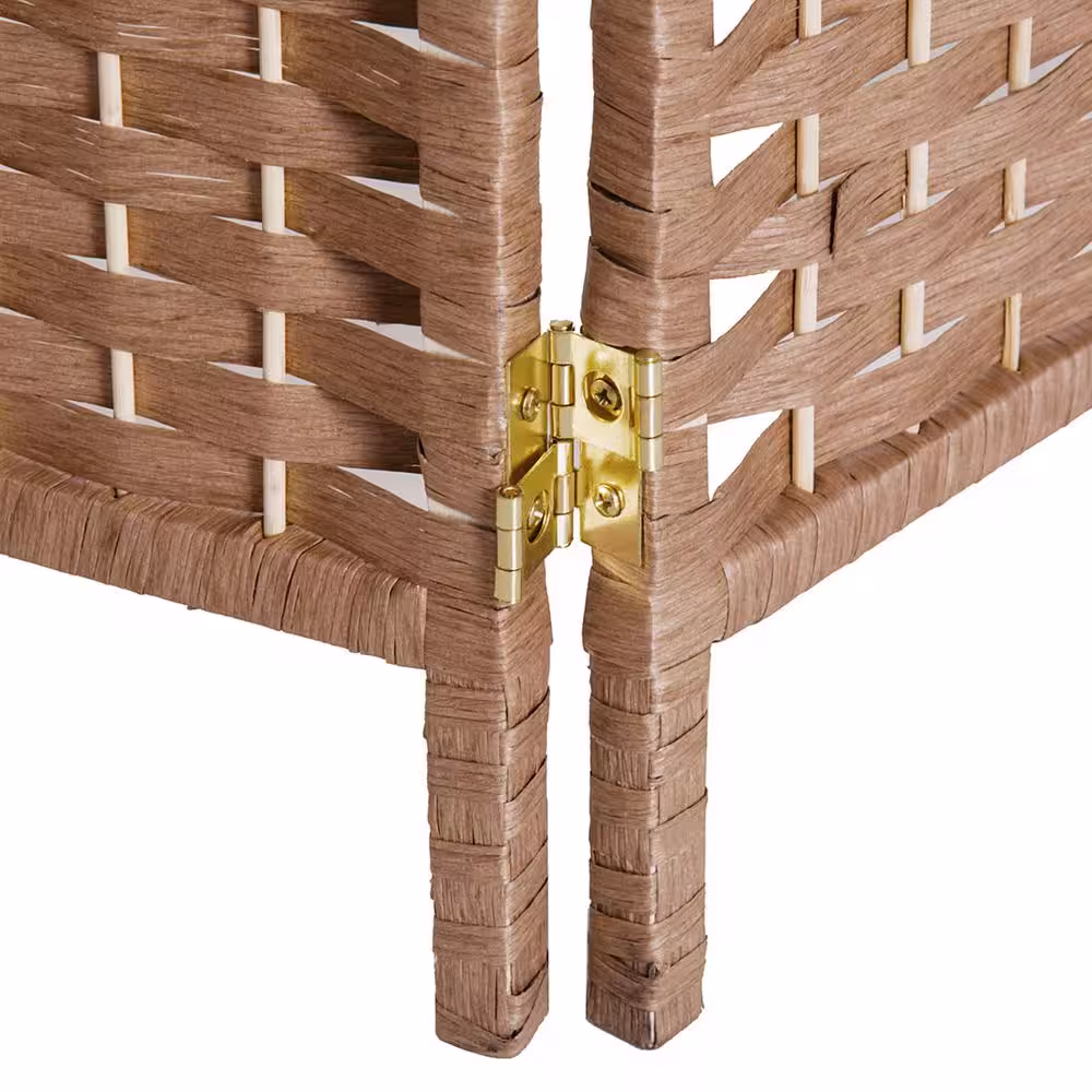 HOMCOM 6 ft. Tall Wicker Weave 6 Panel Room Divider Privacy Screen - Natural