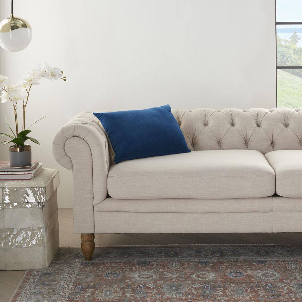 HomeRoots Jordan Navy Geometric Cotton 20 in. X 14 in. Throw Pillow