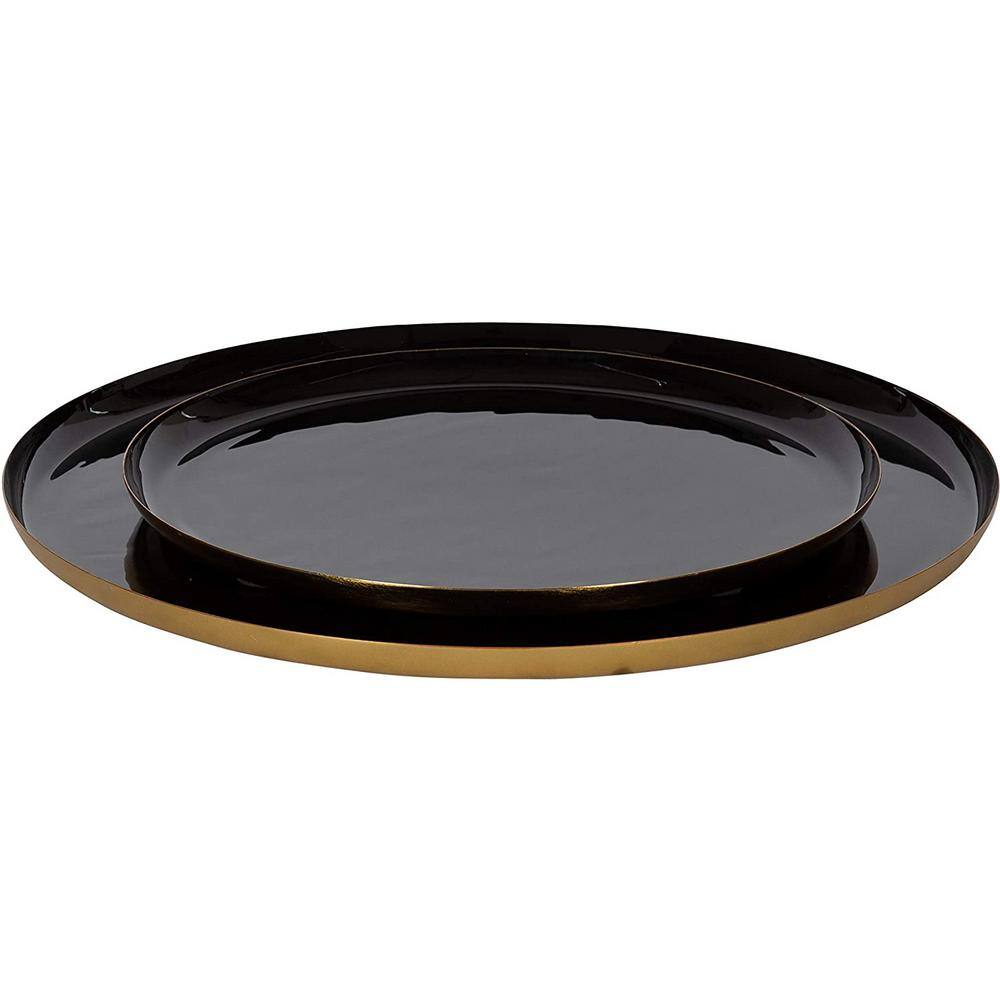 None 16 in. W Black Modern Tray Set 2-Pieces