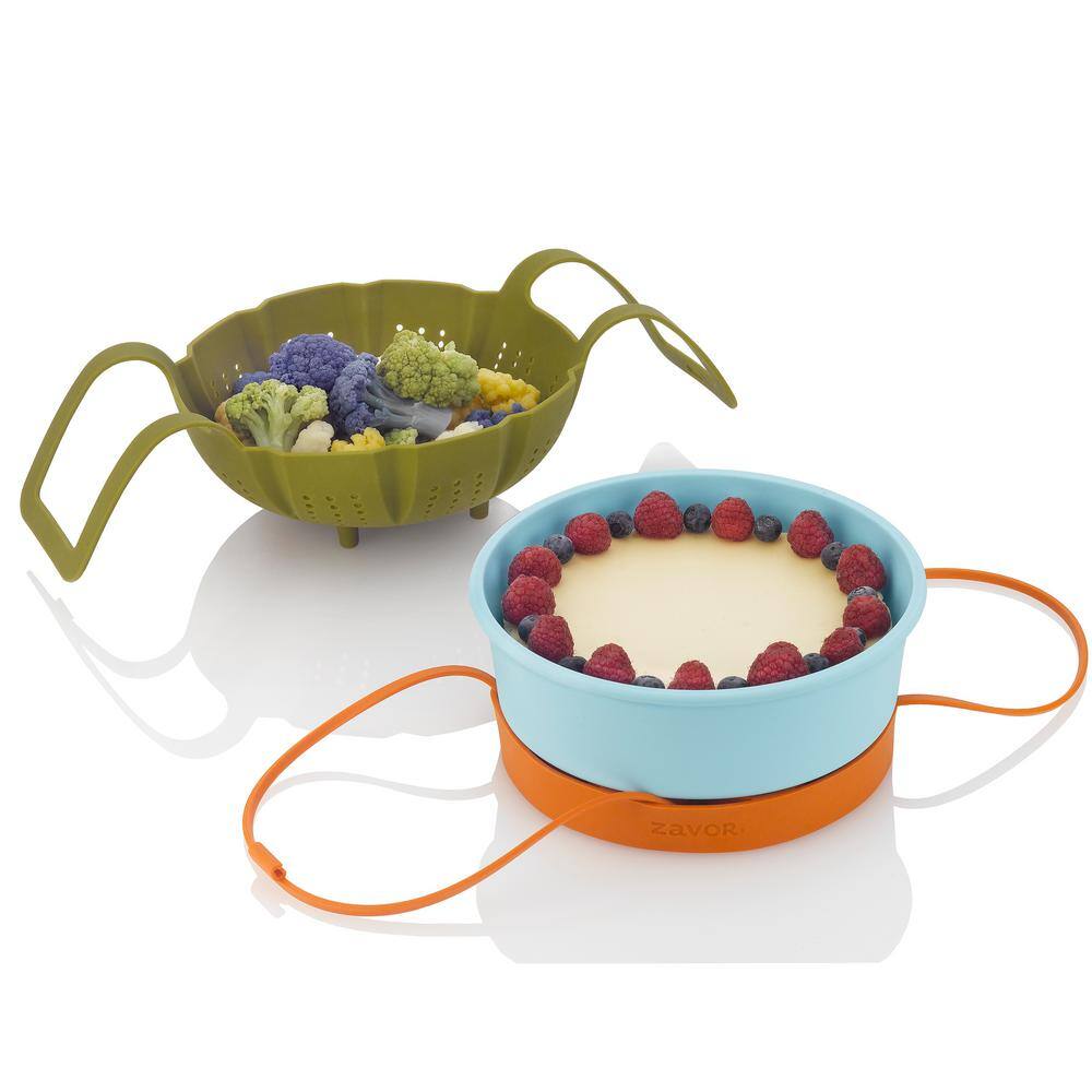 Zavor Chef Silicone 3 Piece Accessory Set includes Steamer Basket, Baking Dish, and Cooking/Egg Rack