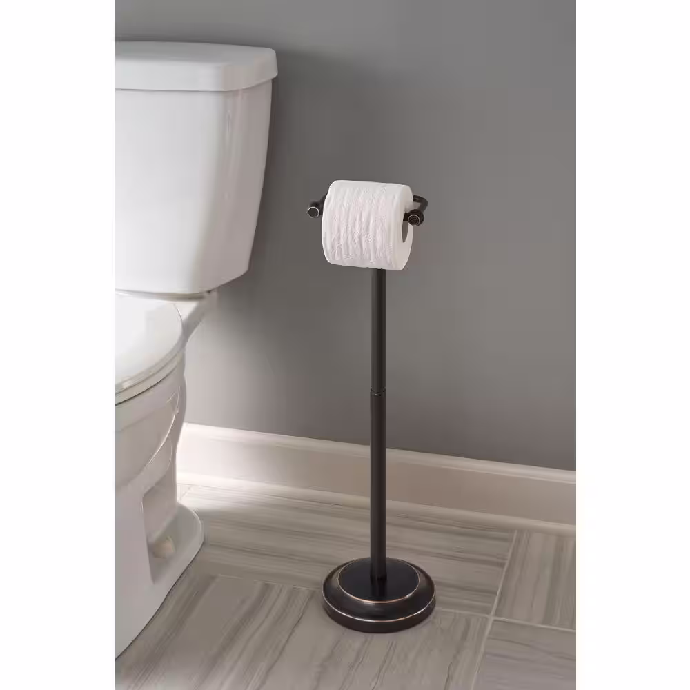 Delta Porter Telescoping Pivoting Free-Standing Toilet Paper Holder in Oil Rubbed Bronze