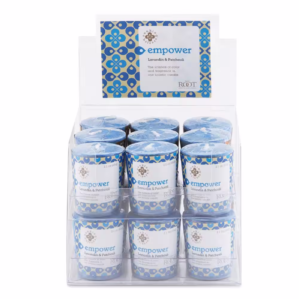 ROOT CANDLES Seeking Balance Empower Lavandin and Patchouli Scented Spa Votive Candle (Set of 18)