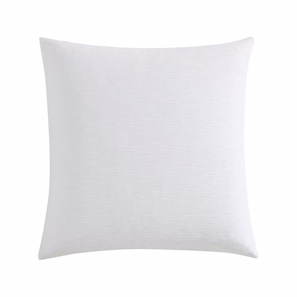 VERA WANG Solid Textured Pleats White Cotton European Sham Set