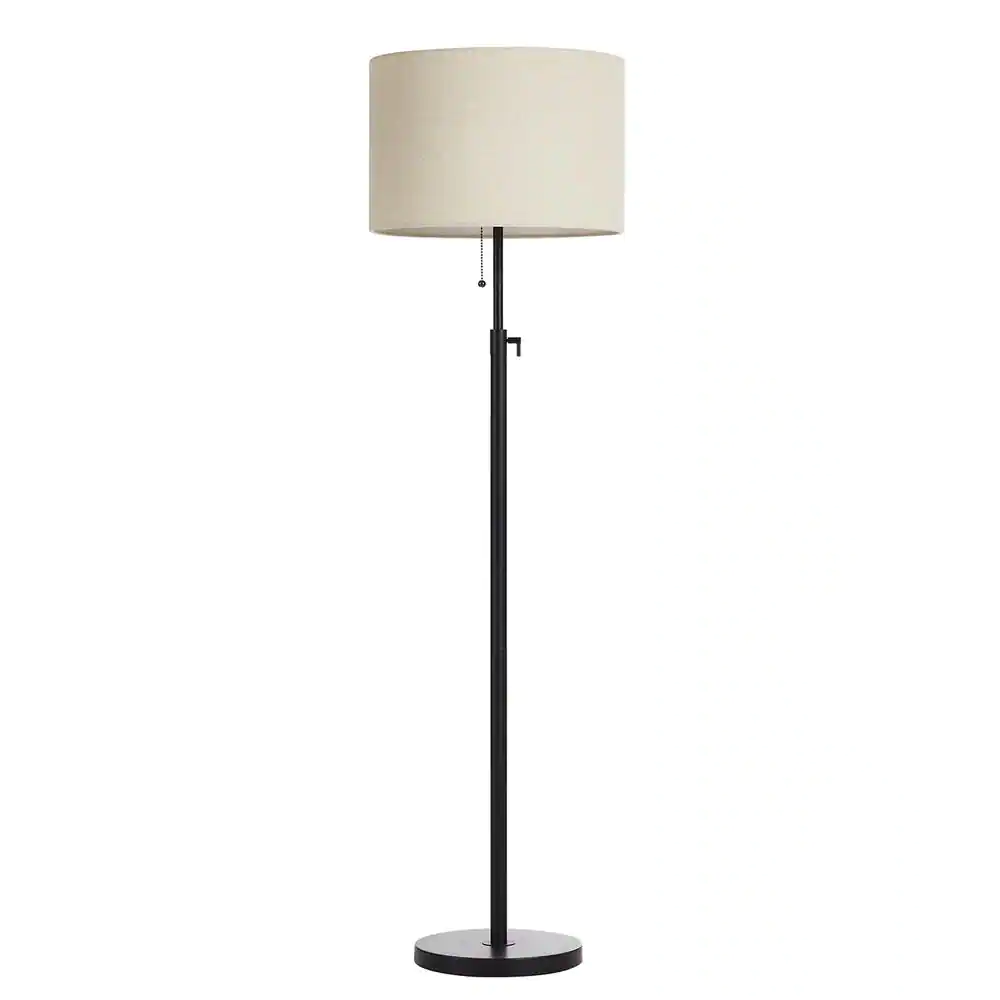 KAWOTI 65 in. Adjustable Black Metal Floor Lamp with Pull Chain Switch