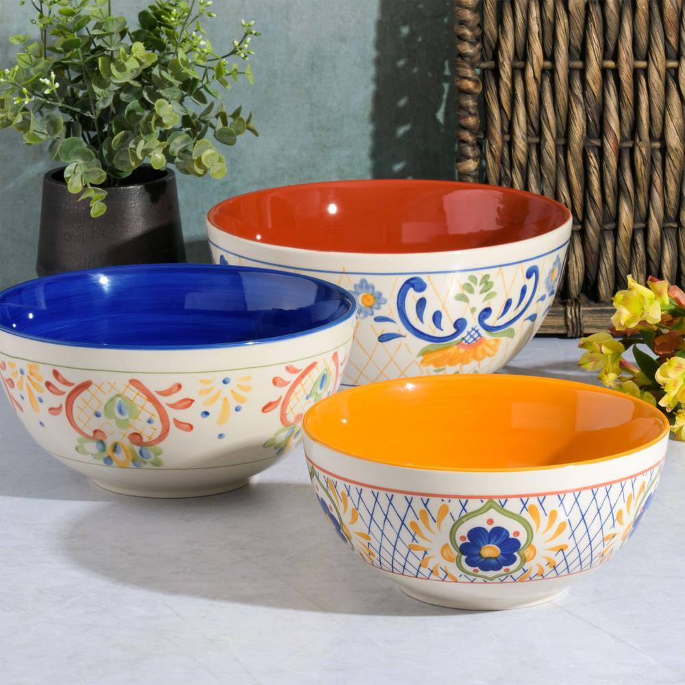 Laurie Gates Tierra 3-Piece Stoneware Nesting Bowl Set in Assorted Designs
