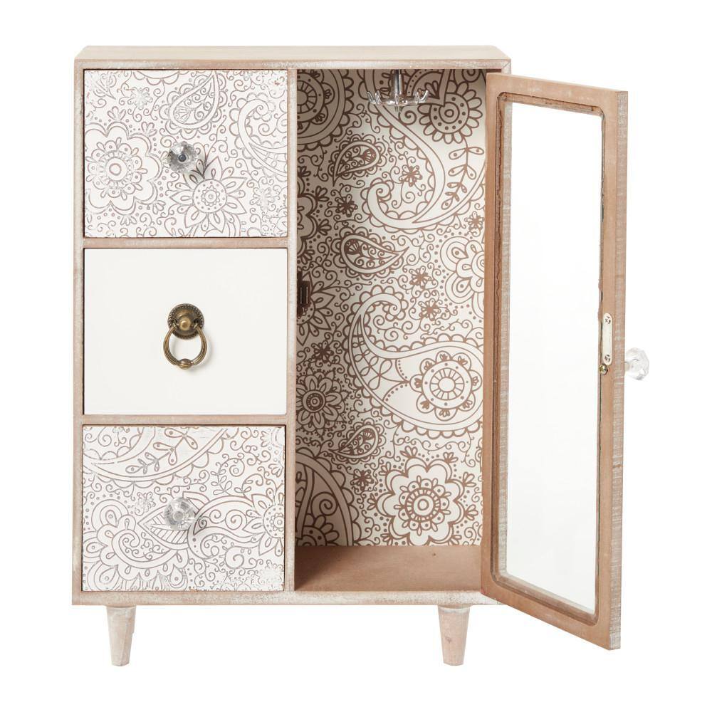 Litton Lane Light Brown Wood Eclectic Jewelry Box