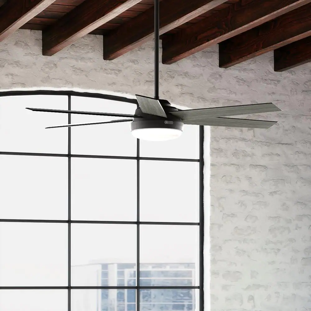 Hunter Millington 60 in. Indoor Matte Black Ceiling Fan with Light Kit and Remote