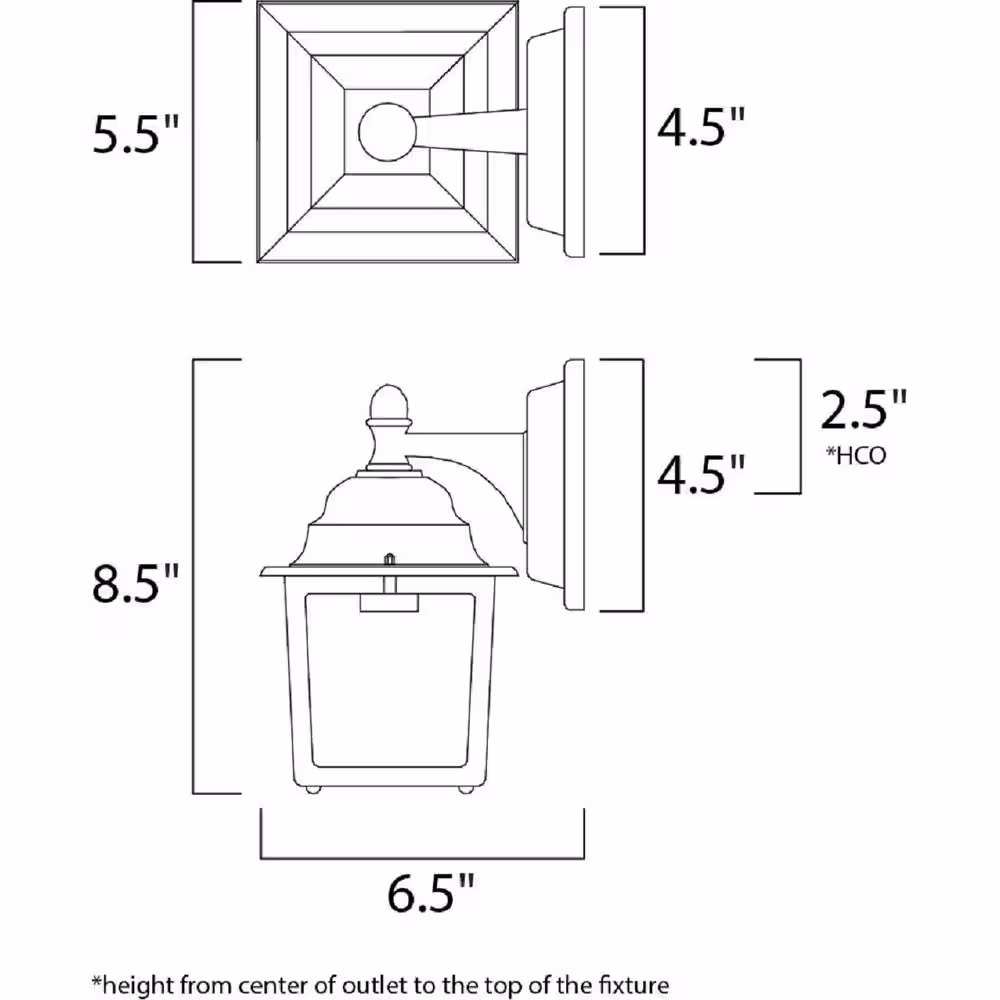 Maxim Lighting Side Door 5.5 in. W 1-Light Black Outdoor Wall Lantern Sconce
