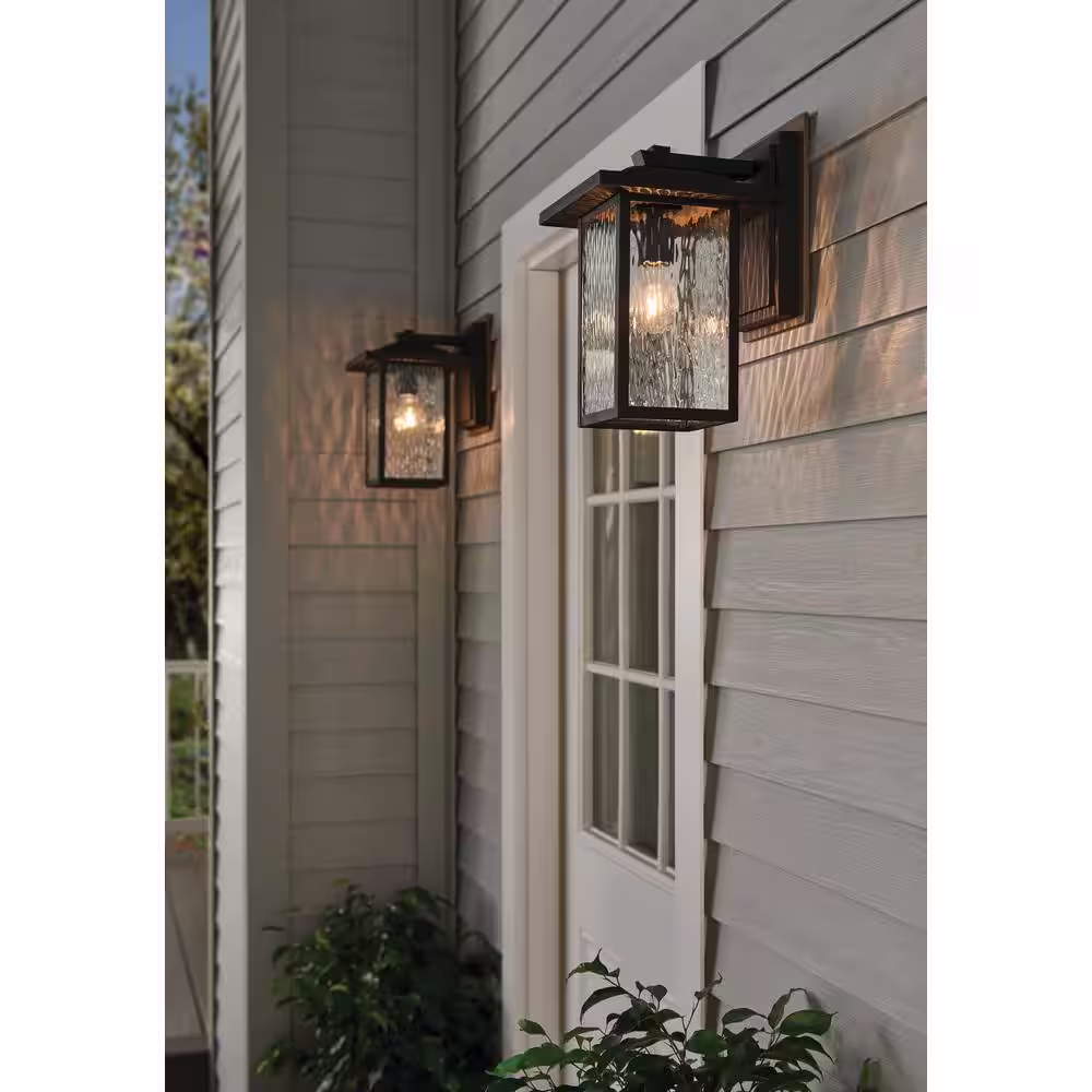 KICHLER Capanna 1-Light Textured Black Outdoor Hardwired Wall Lantern Sconce with No Bulbs Included (1-Pack)