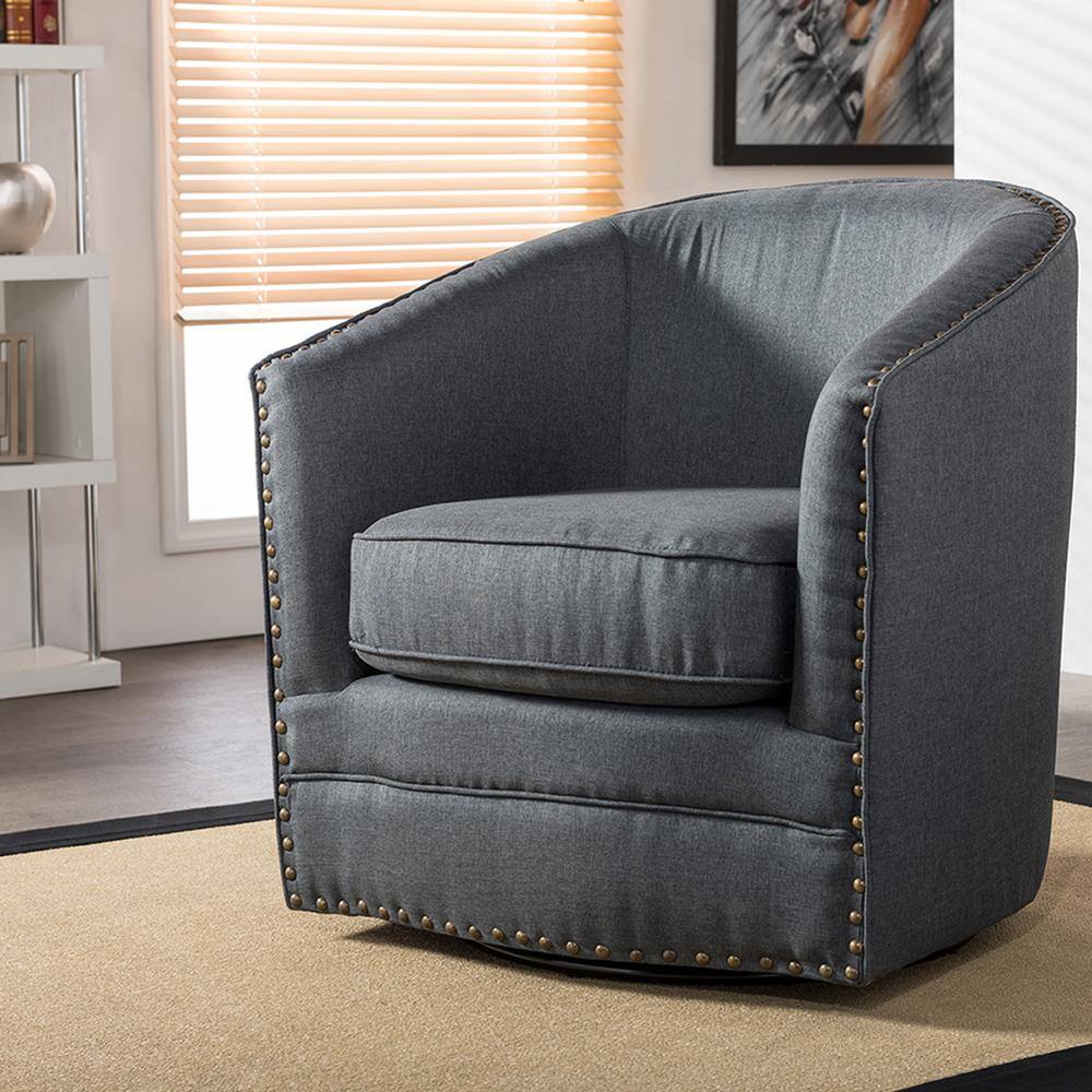 Baxton Studio Porter Contemporary Gray Fabric Upholstered Accent Chair