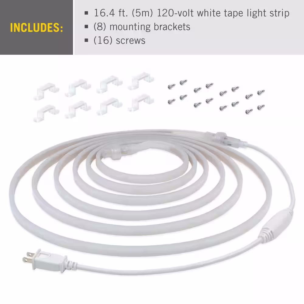 Armacost Lighting RibbonFlex Pro Outdoor 16.4 ft. 120V Plug-In Warm White 2700K LED Rope Light Strip Kit