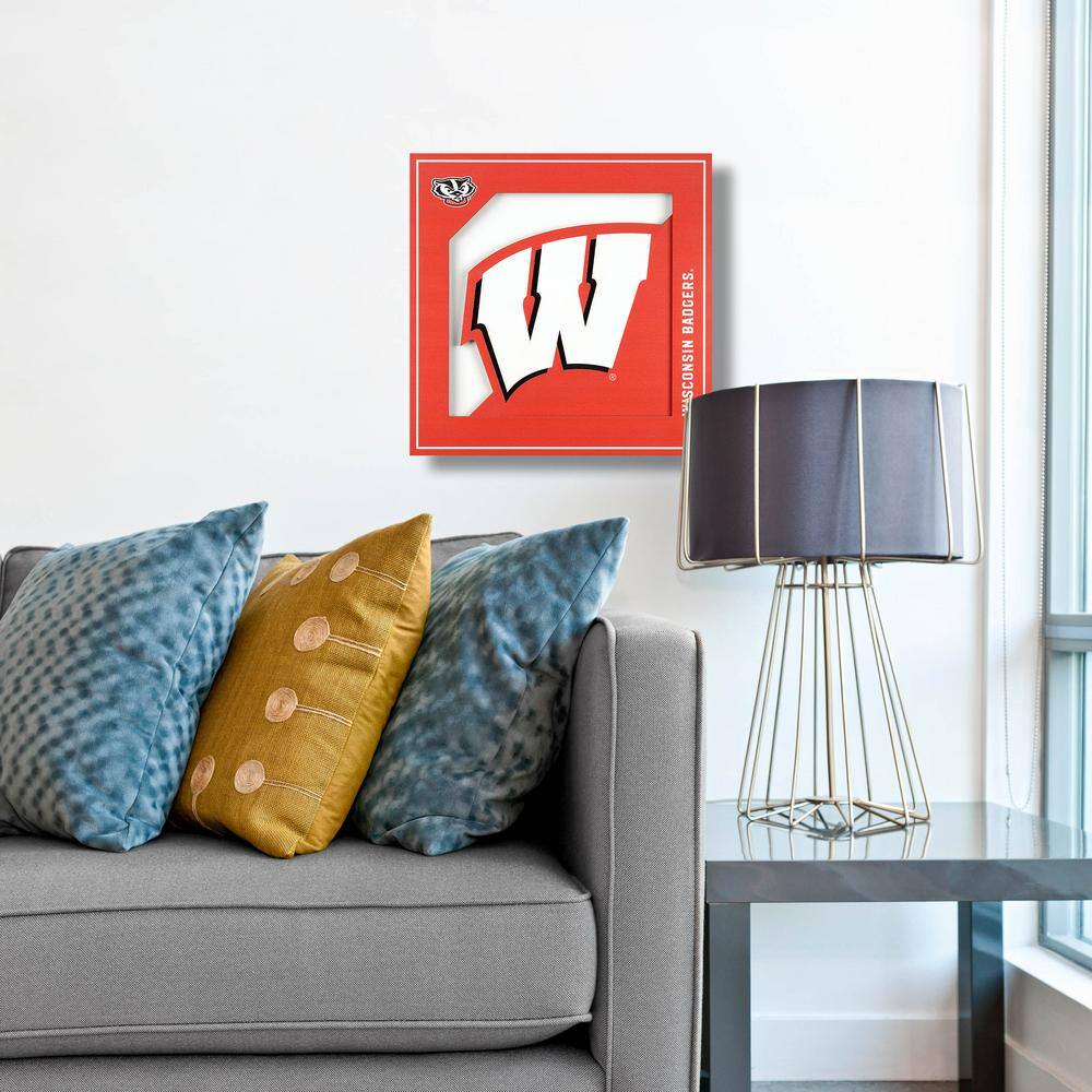 None NCAA Wisconsin Badgers 3D Logo Series Wall Art - 12x12
