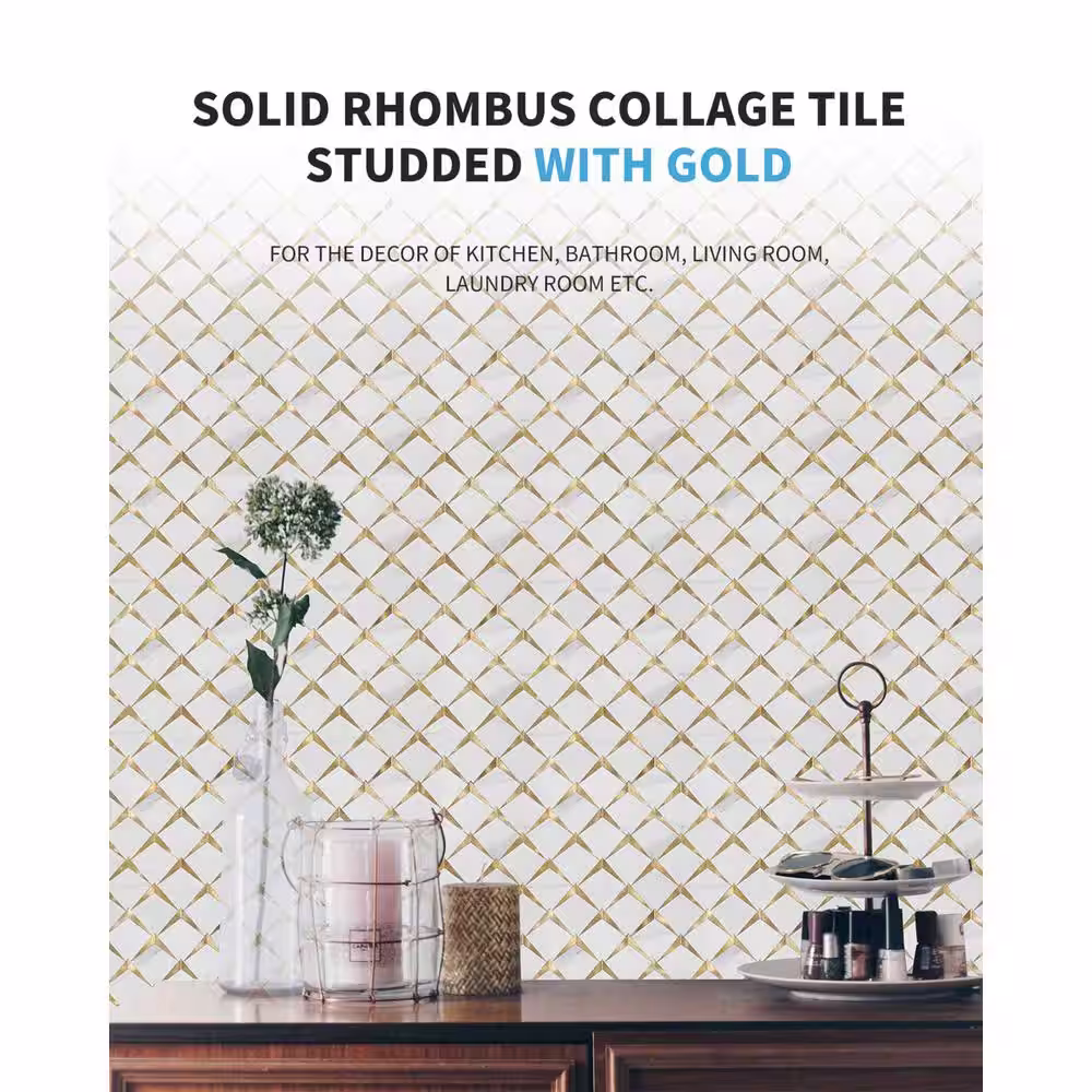 Art3d Self-Adhesive Gold Tile 10 in. x 10 in. Metal for Kitchen Fireplace Peel and Stick Tile Backsplash (7.5 sq. ft./Pack)