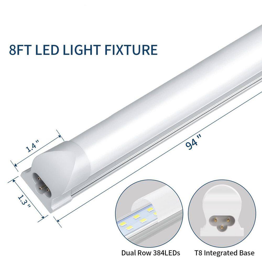 Viribright 210-Watt 96 in. Equivalent Linear T8 Tube LED Tubular Bulb (Frosted) (6000K) (10-Pack)