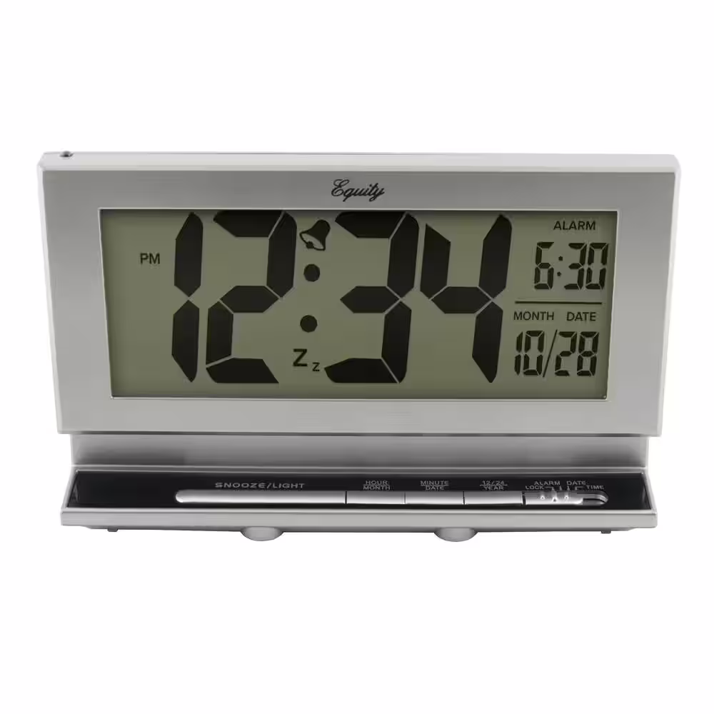 Equity by La Crosse Large 2 in. LCD Alarm Table Clock with Night Vision Technology