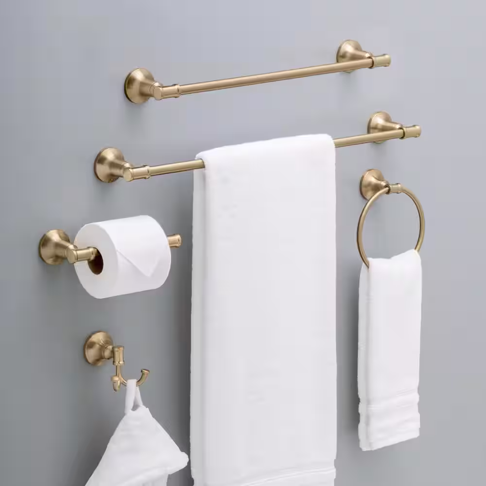 Delta Chamberlain 4-Piece Bath Hardware Set 24 in. Towel Bar, Toilet Paper Holder, Towel Ring, Towel Hook in Champagne Bronze
