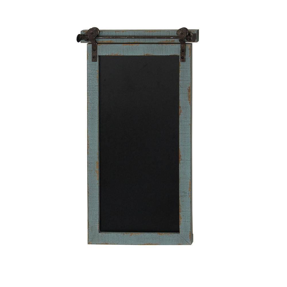 Litton Lane Wood Blue Sign Wall Decor with Chalkboard