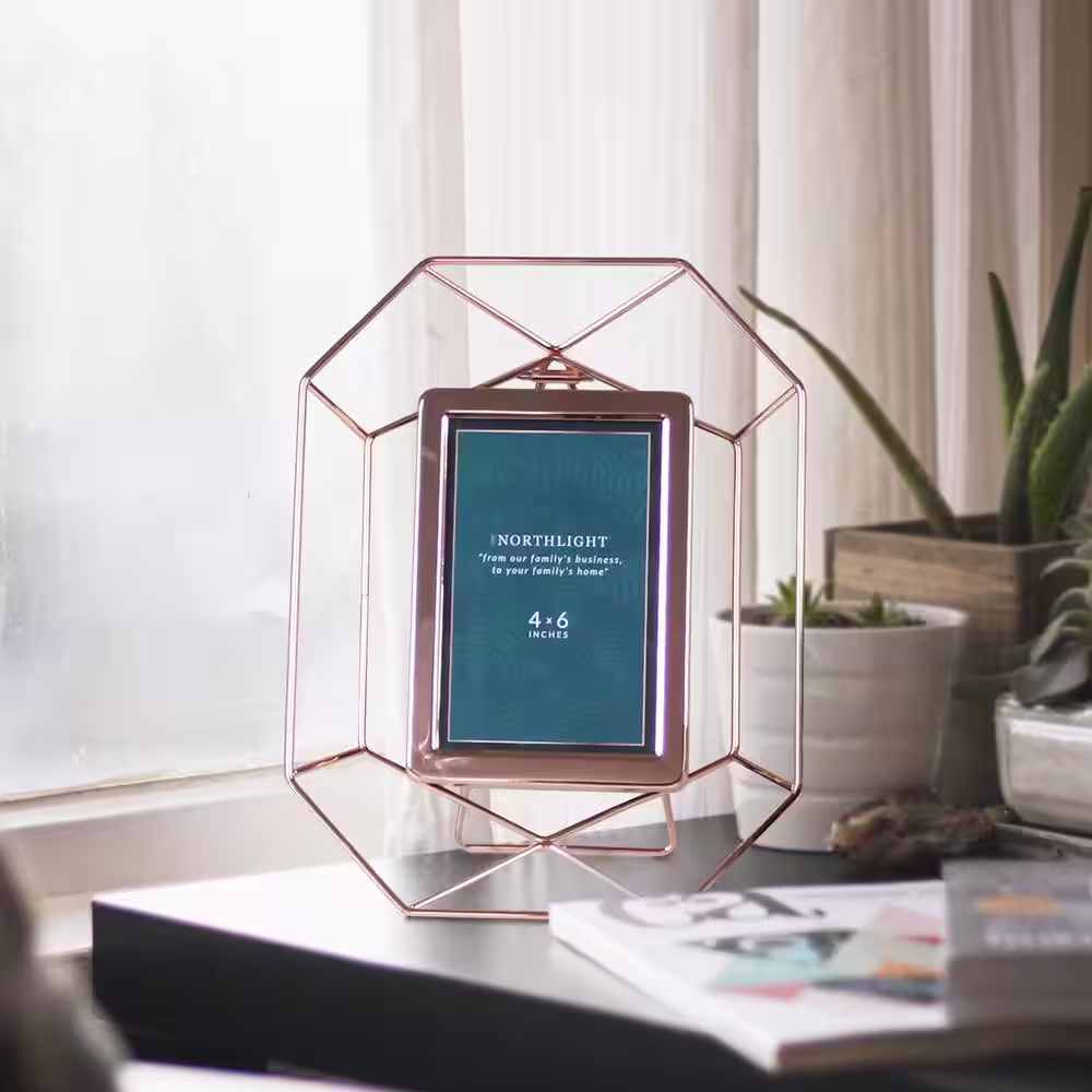 Northlight 4 in. x 6 in. Rose Gold Hexagonal Picture Frame (for All Occasions, New Year's, etc.)